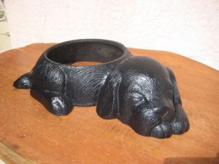 Vintage Black Cast Iron Dog Puppy Bowl Dish Holder For Food Or Water 5 Lbs.