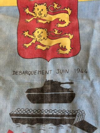 WW2 Vintage Cotton Tea Towel La Normandie Debarquement Juin 1944 2
