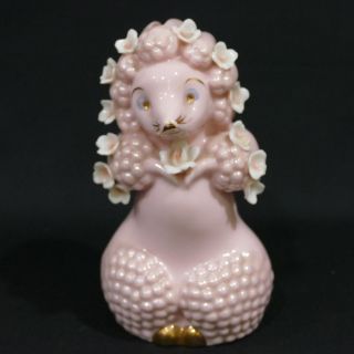 Vintage Pink Poodle Bank Dated 1957 Capodimonte Porcelain Flowers Japan