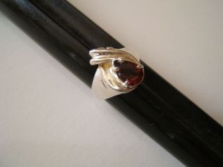 Vintage Sterling Silver Ring With Red Stone Marked Utc 925 Size 8 3/4