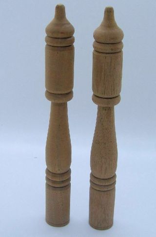 2 Walnut Hand Turned Side Column Finials For Vintage Clocks 7 - 3/4 " Long