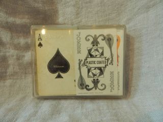 Set Of 2 Vintage Whitman Playing Cards In Case