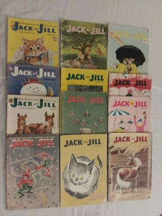 Vintage 1950s Jack And Jill Magazines Dozen 1950 1951 1956 1957 Children 