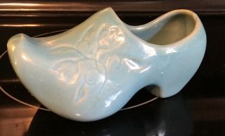 Vintage Rosemeade Pottery Turquoise Dutch Tulip Shoe