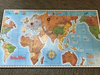 Vintage 1984 Axis and Allies Board Game Milton Bradley 2nd Edition Complete 5