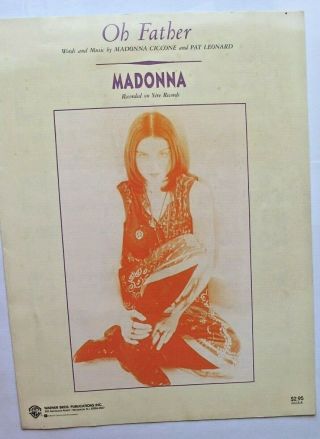 Vintage Madonna Oh Father Sheet Music 1989 Vg,  In U.  S