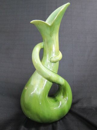 Vintage 16 " Royal Haegar 483 Cobra Serpentine Art Vase Pottery Sculpture Green