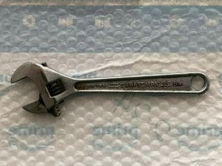 Vintage Unusual Craftsman Usa 8” Locking Adjustable Wrench =craftsman=