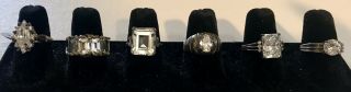 Group Of 6 Vintage Sterling Silver & Cz Rings.  Total Weight 1.  135 Ozt.