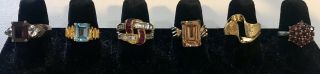 Group Of 6 Vintage Sterling Silver & Gemstone Rings.  Total Weight 1.  045 Ozt.