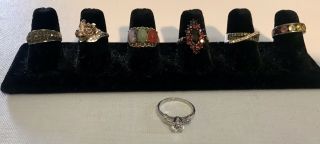 Group Of 7 Vintage Sterling Silver & Gemstone Rings.  Total Weight 1.  045 Ozt.