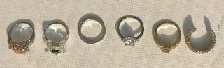 Group Of 6 Vintage Sterling Silver & Gemstone Rings.  Total Weight 29 Grams 8