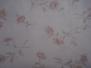 Vintage Ralph Lauren King Size Flat Sheet Ivory Tan Floral Euc