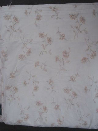 Vintage Ralph Lauren King Size Flat Sheet Ivory Tan Floral EUC 2