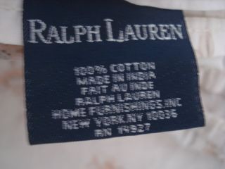 Vintage Ralph Lauren King Size Flat Sheet Ivory Tan Floral EUC 3