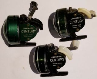 3 X Johnson Century 100b Spincasting Fishing Reel Parts Or Repairs Resort Find