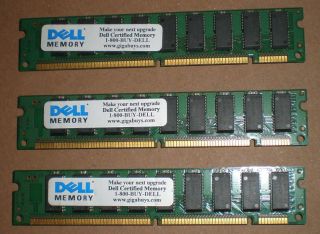 3 Vintage Dell Mt16ld1664ag - 6x Micron 128mb 16mx64 168pin Ram Cards All