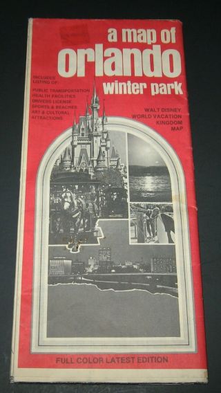 Vintage 1986 A Map Of Orlando Winter Park Walt Disney World Vacation Kingdom Map
