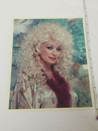 " Love " Dolly Parton Autograph Signed Color 8 X 10 Vintage Photo Autographed