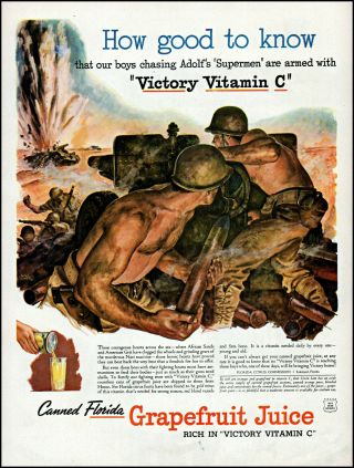 1943 Ww2 U.  S.  Army Soldiers Comat Africa Grapefruit Vintage Art Print Ad Adl38