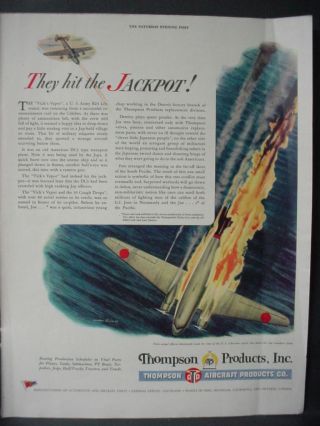 1945 Thompson Aircraft Ww2 Shot Down Japanese Plane Vintage Print Ad 12472