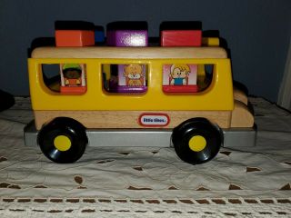 Vintage 2003 Little Tikes Wooden Shapes Shape Sorter Bus Childrens Learning Toy