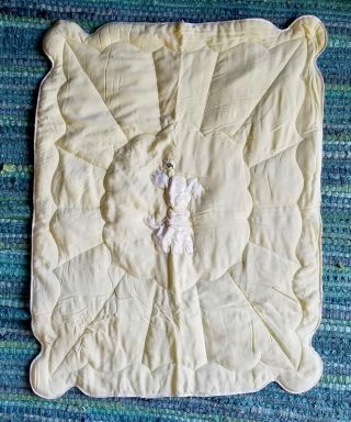 Yellow Baby Quilt Scottie Dog Vintage Galante Studio Satin Comforter Blanket Euc