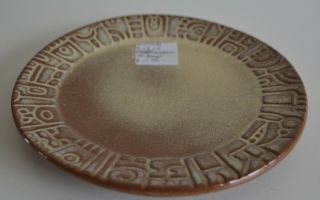 Frankoma,  Mayan 7g,  Mayan Aztec Design,  7 ",  Plate,  Brown,  Vintage 1957