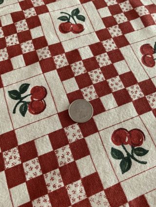 Vintage Tablecloth Cherries Red & White 58”x 76” 2