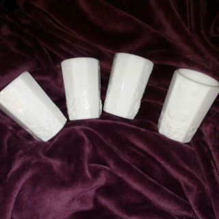 4 Vintage Westmoreland Milk Glass Tumblers