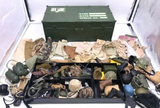 Vintage Gi Joe Foot Locker Filled With Clothes,  Helmets,  And Accessories