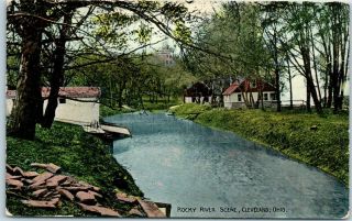 Vintage Cleveland,  Ohio Postcard " Rocky River Scene " Houses C1910s