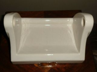 Vintage White Porcelain Ceramic Toilet Paper Holder Wall Mount