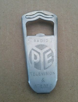 Vintage Pye Radio Television & Stereo Advertising Bottle Opener Tube Amp Hi - Fi