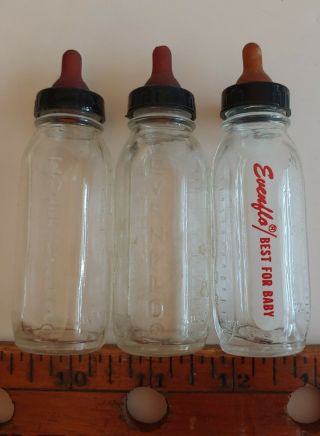 Vintage Glass Evenflo Baby Doll Bottles W Nipples