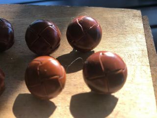 1950s Vintage 1” Woven Real Leather Brown Coat Jacket Replacement Buttons set 8 2
