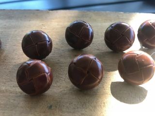 1950s Vintage 1” Woven Real Leather Brown Coat Jacket Replacement Buttons set 8 4