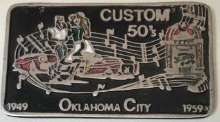 8.  75 " Vintage Aluminum Automotive Car Club Plaque - Custom 50s Oklahoma City