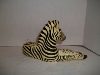 Vintage Lacquered Paper Mache Zebra Figurine Sculpture Mexico Folk Art 8 