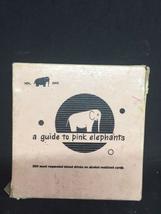 Vintage 1952 " A Guide To Pink Elephants " Bar Drink Guide Spiral Book,  Box