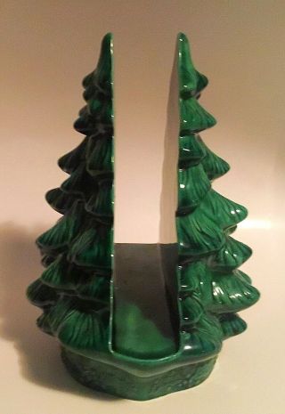 Vintage Ceramic 3D Green Christmas Tree Napkin Mail Holder 2