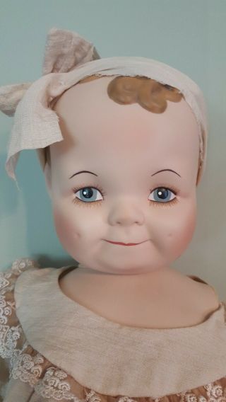 Rare - 2003 Christina Berry - 22 " Porcelain Baby Doll With Painted Hair And Face