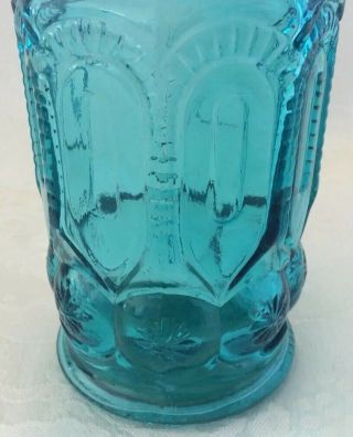 VTG AVON Mouthwash Bottle,  Turquoise Glass,  MOON & STARS Pattern,  Gold Knob Lid 4