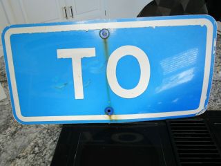 Vintage Retired Interstate Dot Blue Metal Road Sign With 