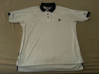 Mens Vintage Nike Dallas Cowboys Polo Shirt L Large White Cotton Xl 2xl