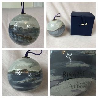 Vintage 1997 Jayne Crowley Branford Ct Artist Hand Blown Glass Ball Ornament 3 "