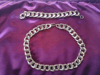 Vintage Chunky Goldtone Chain/choker Necklace,  Bracelet Set