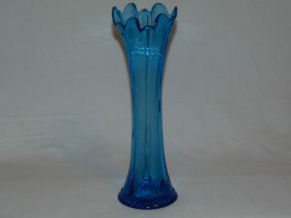 Vintage Antique Ribbed Cobalt Blue Art Glass 14 " Inch Tall Flower Vase Fenton ?