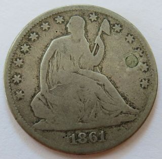 1861 Seated Liberty Silver Half Dollar,  Vintage 50c Coin (301442s)