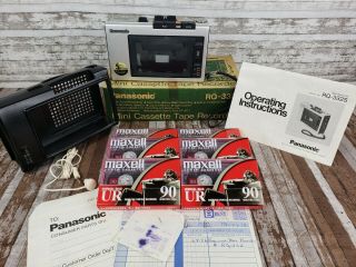 Vtg Panasonic Rq - 332s Mini Handheld Portable Cassette Tape Recorder W/tapes 1978